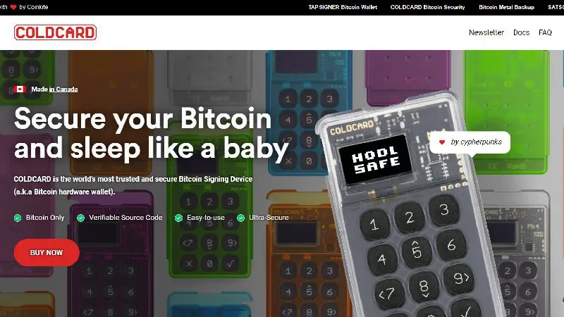 ColdCard névtelen kriptotárca KYC nélkül.