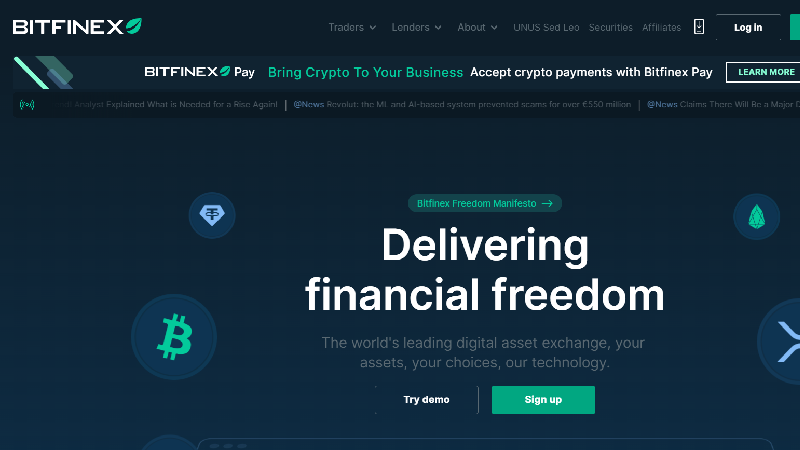 Bitfinex alacsony d&iacute;j&uacute; kriptotőzsde.
