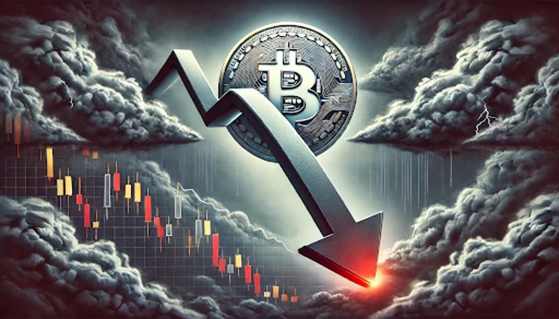 A 2024-es Bitcoin árfolyam csökkenését mutató grafikon